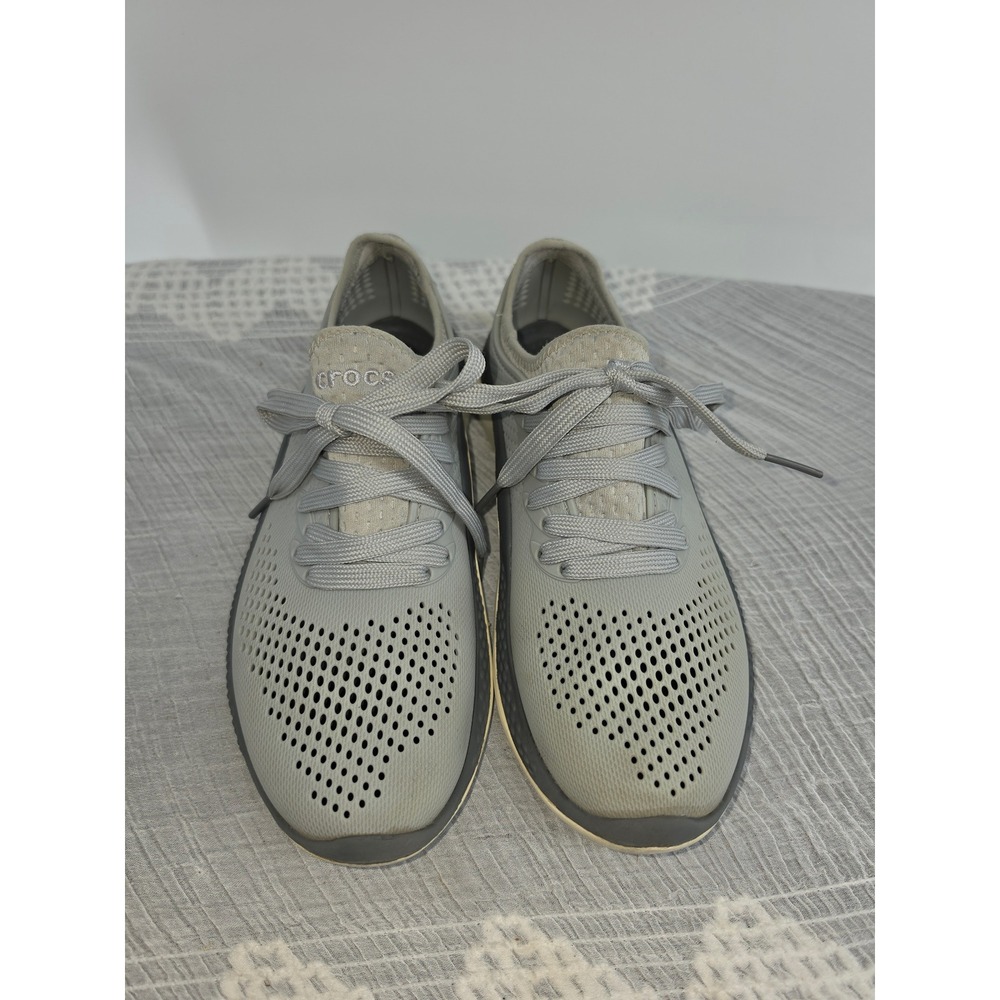 Crocs LiteRide Pacer Gray Lace Up Sneakers Women Shoes 204967-06J